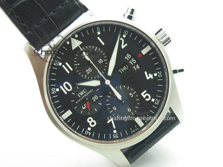 MIROTIME 0215 Soft Pilot Chrono 3777 43mm ZF 1:1 Best Edition Black Dial On Black Leather Strap A 7360
